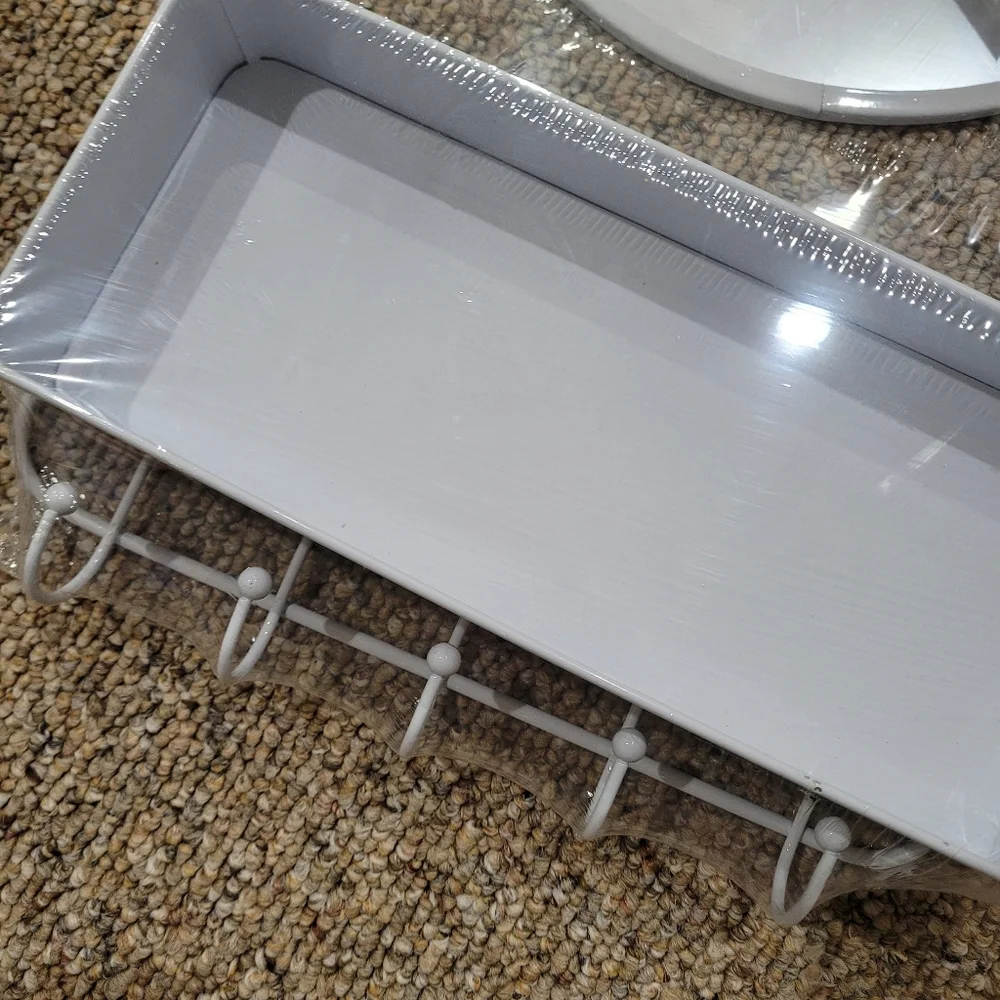 Over the door mirror with shelf & hooks - Vanity Space Saver Organizer